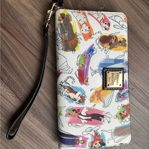 Dooney & Bourke White Multicolor Disney Dogs Leather Wristlet